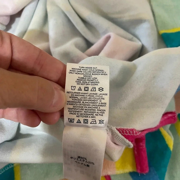 Women’s Land’s End Multi-Rainbow stripe soft collar French terry short sleeve 2X - Picture 5 of 5